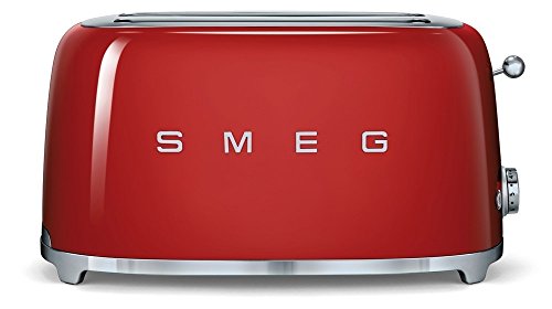 SMEG Tostador TSF02RDEU, 1500 W, Acero Inoxidable, 2 Ranuras, Rojo