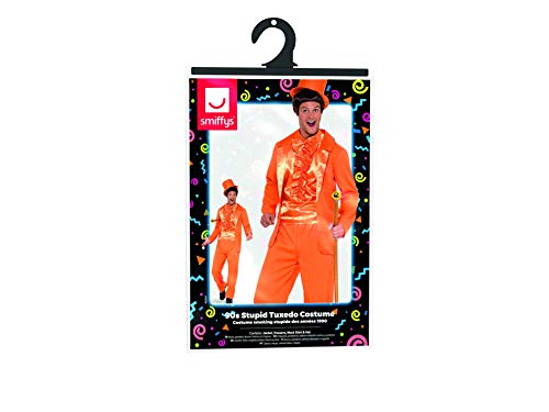 Smiffys-43204XL Esmoquin Divertido de los 90, Color Naranja con Chaqueta, Pantalones, Babero IMI, XL-Tamaño 46"-48" (Smiffy'S 43204XL)