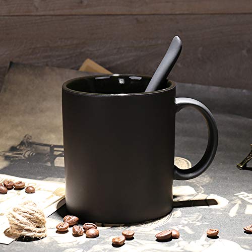 Smilatte M010 - Juego de 4 tazas de café (porcelana, 320 ml), diseño clásico de cerámica con Hanlde para té de café con capuchino, color negro mate