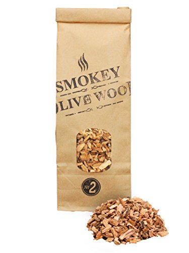 Smokey Olive Wood 4X 500ml selección de virutas de Madera para Barbacoa & ahumar, Olivo + Haya, Naranjo, Almendro, encina