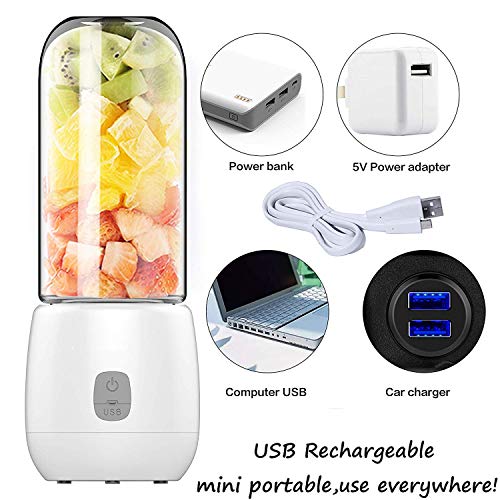 Smoothie maker Mini Protable eléctrico multifunción automático USB Blender de jugo recargable con 6 cuchillas 460ml 3 pasos sencillos para disfrutar de jugo recién exprimido