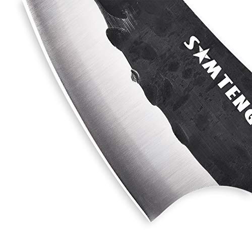 SMTENG cuchillo de deshuesar de 5.5 pulgadas, hecho a mano, forjado, cuchillo de cocina martillado, hoja afilada, cuchillos de chef para barbacoa al aire libre, cuchillo de carne