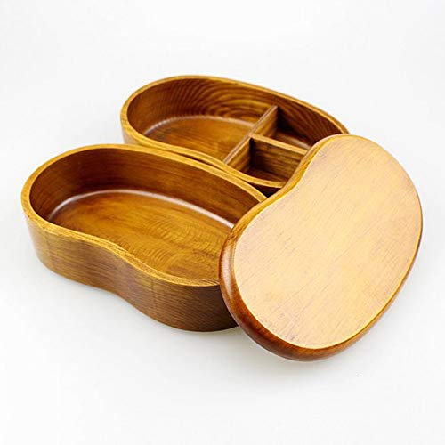 SNOWINSPRING Caja Bento Japonesa, Caja de Almuerzo, Japonesa Cajas Bento de Madera Natural de Doble Capa Caja de Almuerzo para Ni？Os Adultos Picnic Oficina Escuela Senderismo Camping