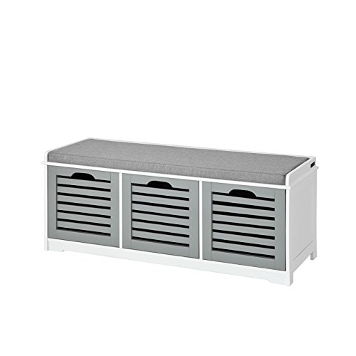 SoBuy Banco de Almacenamiento con Acolchados Cojines y 3 Cubos, Entrada Zapato Gabinete Dresser Cómodo Banco FSR23-HG, ES