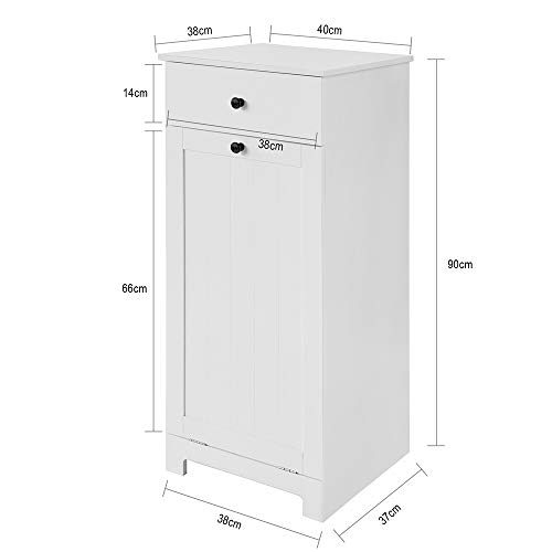 SoBuy BZR21-W Cesto para Ropa Sucia,Amario para Baño,40x38x90 cm, ES