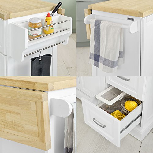 SoBuy Carrito de Cocina, Estantería de Cocina, Aparador con Ruedas, H91cm x L106cm x P46,Blanco,FKW41-WN,ES