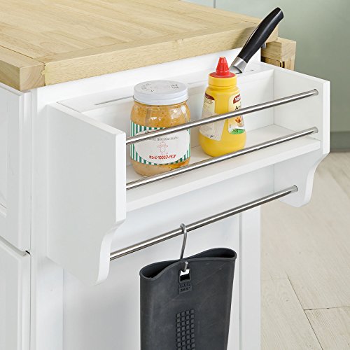 SoBuy Carrito de Cocina, Estantería de Cocina, Aparador con Ruedas, H91cm x L106cm x P46,Blanco,FKW41-WN,ES