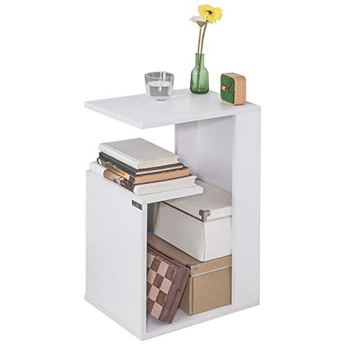 SoBuy FBT69-W,ES Mesa Auxiliar con 2 Estantes, Consola,Mesita de Noche para Salón Comedor