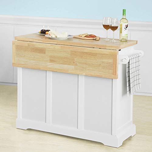 SoBuy FKW71-WN,Carrito de Cocina con Piso,con Tablero Extensible,L115 x P46 x H92cm,ES (Blanco)