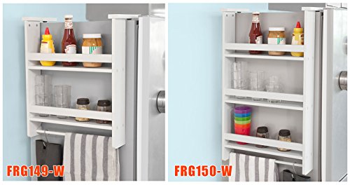 SoBuy® FRG150-W estantería para colgar para frigorífico, con ventosas – Estantería para especias, de madera, 3 estantes, blanca