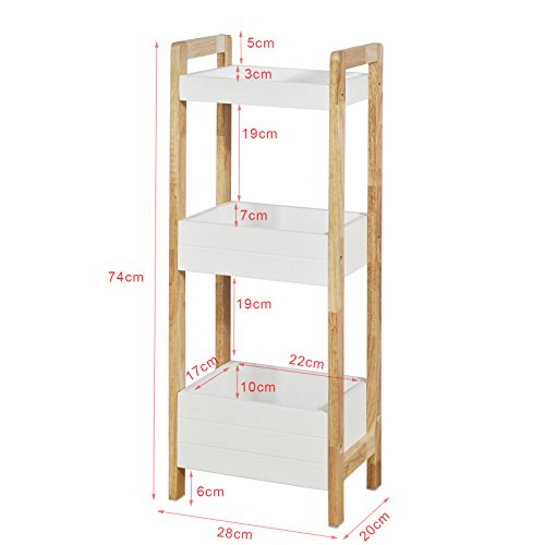 SoBuy FRG226-WN,ES Estantería de Baño con 3 Niveles de Bandejas,Estantería Tipo Escalera,H74 cm