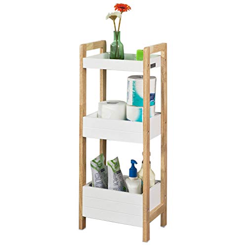 SoBuy FRG226-WN,ES Estantería de Baño con 3 Niveles de Bandejas,Estantería Tipo Escalera,H74 cm