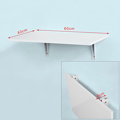 SoBuy FWT21-W,ES Mesa de Cocina, Mesa Plegable de Pared, Mesa de Comedor, Mesa de Pared, 60x40cm (sillas no Incluidas)