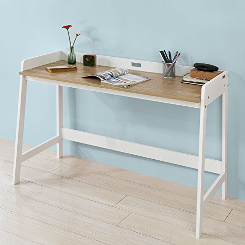 SoBuy Mesa de Escritorio, Mesa de Ordenador con un Estante,Color Blanco, L 125 x H 80 cm,FWT41-WN,ES