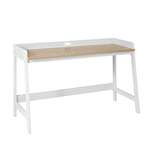 SoBuy Mesa de Escritorio, Mesa de Ordenador con un Estante,Color Blanco, L 125 x H 80 cm,FWT41-WN,ES