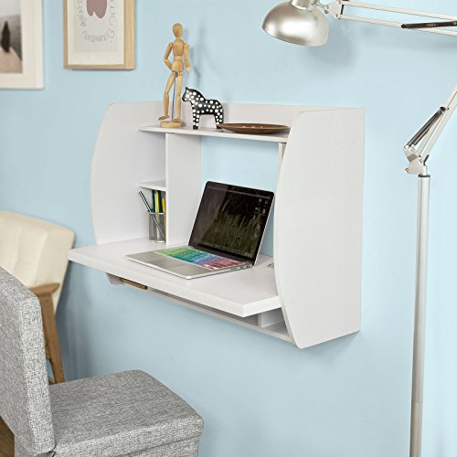 Sobuy  - Mesa de pared, escritorio, mesa para ordenador, o estantería, color blanco, cód. FWT18-W, IT