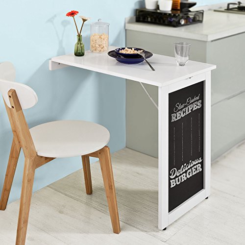 SoBuy®- Mesa plegable de pared con pizarra de notas FWT20-W. De color blanco