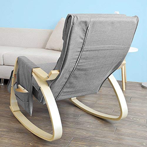 SoBuy® Sillón de relada, Mecedora, Sillón de diseño, Butaca de madera, FST18-DG,ES