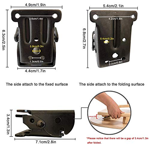 SODIAL 4Pcs Marco de Soporte Plegable Autocierre Bisagras de La Tabla de La Pierna Accesorios Y Escudetes-Para Piernas Plegables Banco de Trabajo Plegable Expansión