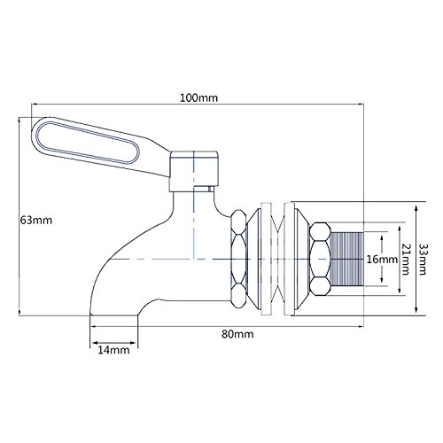 SODIAL Grifo llave de acero inoxidable Grifo de cerveza de barril para casa fermentador de cerveza Dispensador de jugo cerveza de barril vino Barrilete de nevera de bebida