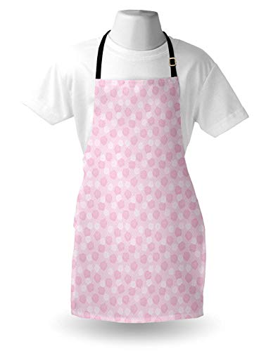 Soefipok Delantal de Lunares Rosa, diseños Florales, Rosas, Motivos pétalos y motas, Delantal de Cocina Unisex con Cuello Ajustable para cocinar, jardinería, Rosa bebé Blanco y Rosa pálido