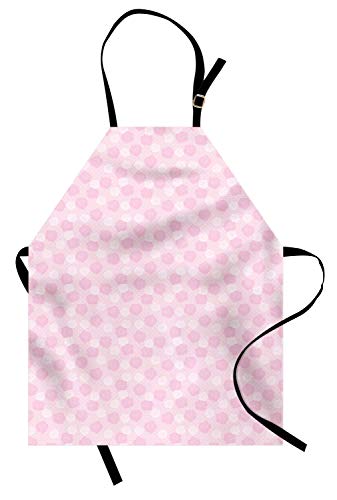 Soefipok Delantal de Lunares Rosa, diseños Florales, Rosas, Motivos pétalos y motas, Delantal de Cocina Unisex con Cuello Ajustable para cocinar, jardinería, Rosa bebé Blanco y Rosa pálido