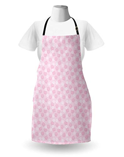 Soefipok Delantal de Lunares Rosa, diseños Florales, Rosas, Motivos pétalos y motas, Delantal de Cocina Unisex con Cuello Ajustable para cocinar, jardinería, Rosa bebé Blanco y Rosa pálido