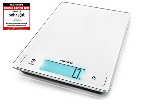 Soehnle Báscula de cocina Page Profi 300, peso digital blanco con función Sensor Touch, balanza electrónica hasta 20 kg (precisión de 1 g)