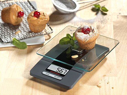 Soehnle Fiesta Báscula de cocina con gran pantalla LCD, peso digital con función de tara, balanza electrónica con precisión desde 1 g