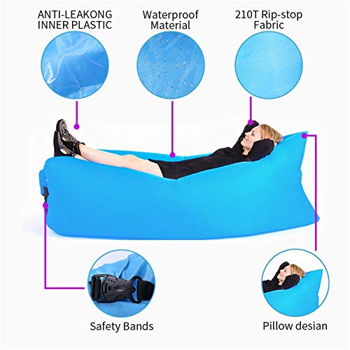 Sofa Hinchable Anti-Air Leaking Sofa Inflable Impermeable Tumbona Hinchable de Playa con el Paquete Portable para Viajar, Acampar, Jardín, Senderismo, Piscina y Partidos de la Playa