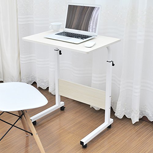 sogesfurniture Mesa Portátil Ordenador Ajustable con Ruedas, 60 * 40cm Mesa sofá Mesa de Escritorio para Cama o Sofá, Arce Blanco 05#1-60MP-BH