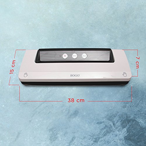 SOGO Envasadora al Vacio y Selladora de Alimentos, 110W, Sistema Automático de Aspirado y Sellado, Incluye Rollo de Bolsas de Envasado Gratis, Sellado de Calidad hasta Anchura de 28 cm, ENV-SS-13015