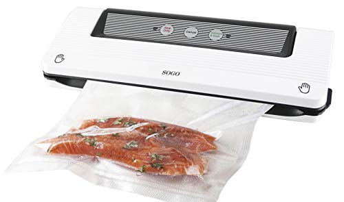 SOGO Envasadora al Vacio y Selladora de Alimentos, 110W, Sistema Automático de Aspirado y Sellado, Incluye Rollo de Bolsas de Envasado Gratis, Sellado de Calidad hasta Anchura de 28 cm, ENV-SS-13015