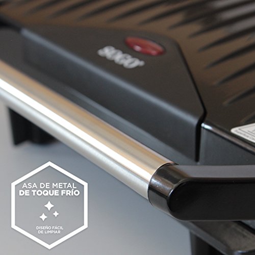 SOGO: SS-7122 Sandwichera, Panini Press Plancha Grill, Parrilla Eléctrica de 750W, Superficie Anti-Adherente de 23cm x 14cm, Color: Negro.