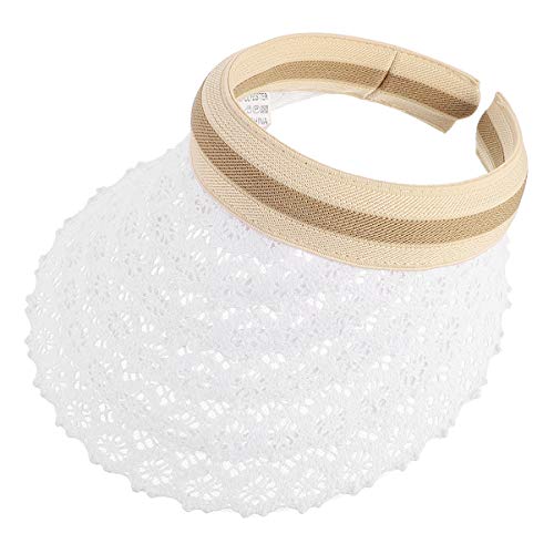 SOIMISS Verano Playa Sombrero para El Sol Visera de Encaje Sombrero de ala Ancha Visera Flexible Gorra de Protección Solar para Mujeres Niñas (Blanco)