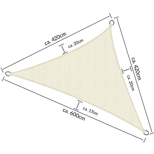 Sol Royal SolVision HS9 Vela de Sombra Toldo Parasol 600x420x420 cm HDPE Transpirable Crema protección UV