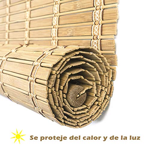 Solagua 6 Modelos 14 Medidas de estores de bambú Cortina de Madera persiana Enrollable (110 x 225 cm, Marrón)