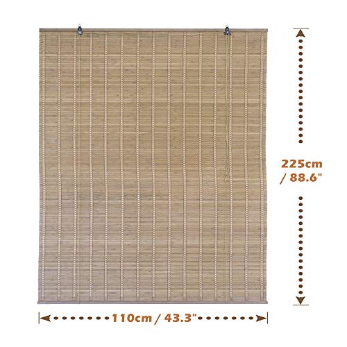 Solagua 6 Modelos 14 Medidas de estores de bambú Cortina de Madera persiana Enrollable (110 x 225 cm, Marrón)