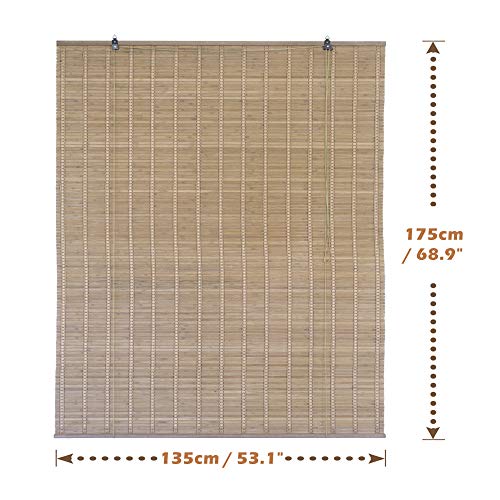 Solagua 6 Modelos 14 Medidas de estores de bambú Cortina de Madera persiana Enrollable (135 x 175 cm, Marrón)