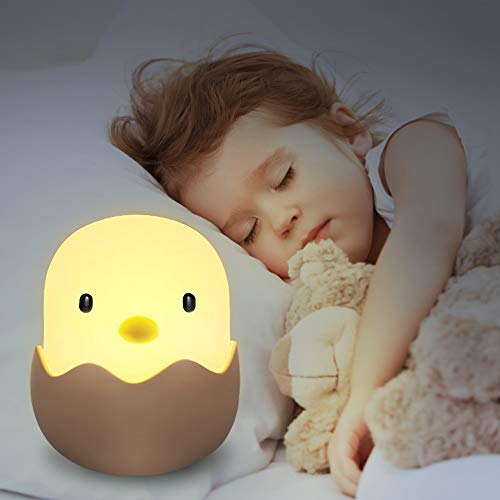 solawill Luz Nocturna Bebé Lámpara LED Silicona Toque Lámpara de Noche USB Recargable Lámpara de Cartoon Polluelo Animal para mesita de noche o estantería, Regalo para los Niños