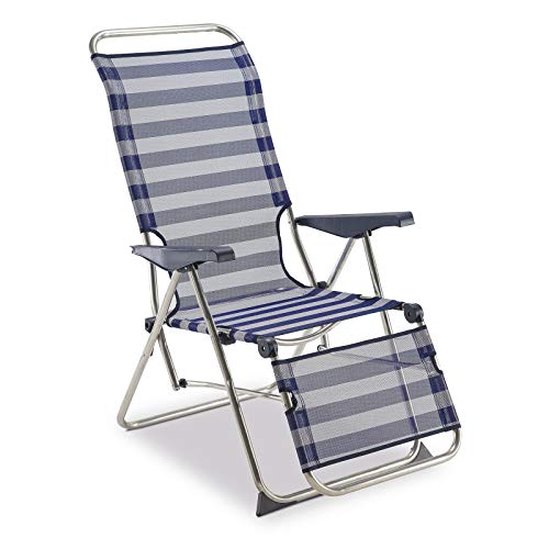 Solenny 50001072735205 - Tumbona Relax 5 Posciones con Respaldo Anatómico Azul y Blanco