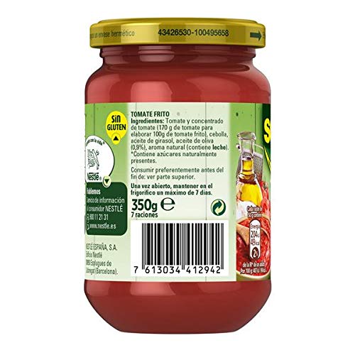 SOLIS Tomate Frito Estilo Casero 0% Sal y Azúcares Añadidos Frasco Cristal - Tomate sin gluten - 350 g - Pack de 6