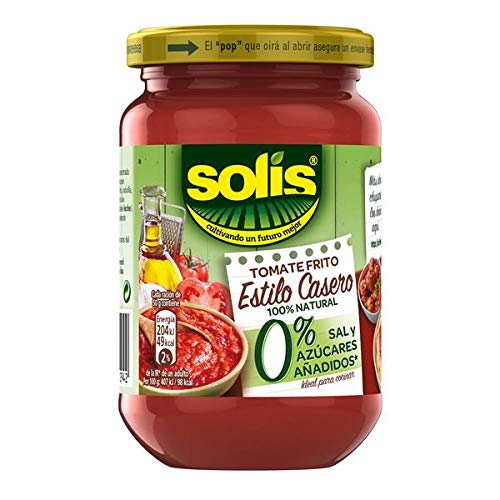 SOLIS Tomate Frito Estilo Casero 0% Sal y Azúcares Añadidos Frasco Cristal - Tomate sin gluten - 350 g - Pack de 6