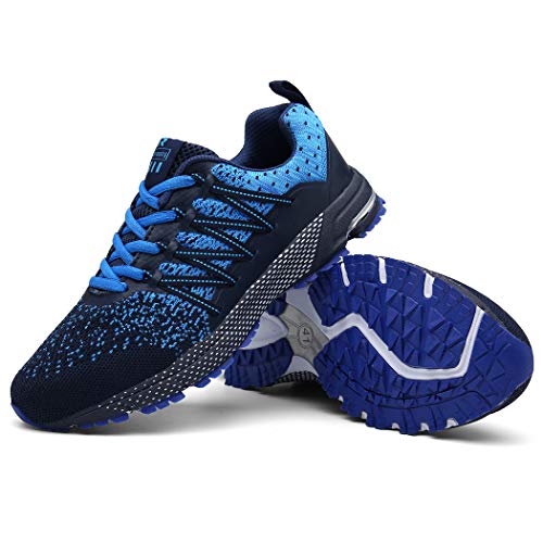 SOLLOMENSI Zapatillas de Deporte Hombres Running Zapatos para Correr Gimnasio Sneakers Deportivas Padel Transpirables Casual Montaña 46 EU A Azul