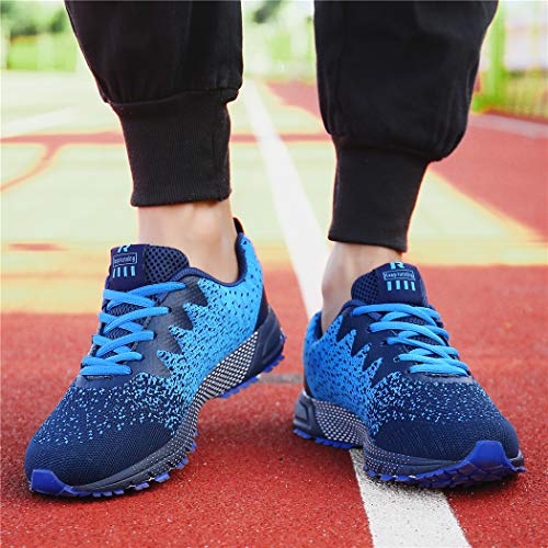 SOLLOMENSI Zapatillas de Deporte Hombres Running Zapatos para Correr Gimnasio Sneakers Deportivas Padel Transpirables Casual Montaña 46 EU A Azul