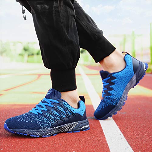 SOLLOMENSI Zapatillas de Deporte Hombres Running Zapatos para Correr Gimnasio Sneakers Deportivas Padel Transpirables Casual Montaña 46 EU A Azul