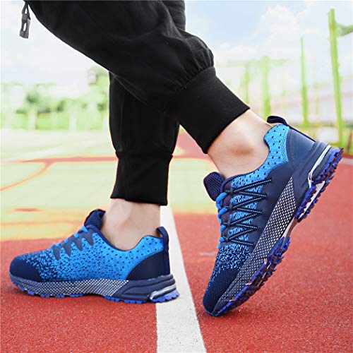 SOLLOMENSI Zapatillas de Deporte Hombres Running Zapatos para Correr Gimnasio Sneakers Deportivas Padel Transpirables Casual Montaña 46 EU A Azul