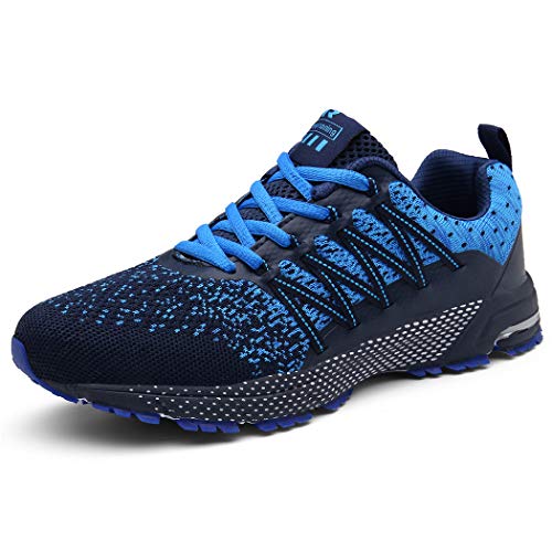 SOLLOMENSI Zapatillas de Deporte Hombres Running Zapatos para Correr Gimnasio Sneakers Deportivas Padel Transpirables Casual Montaña 46 EU A Azul