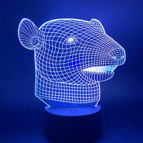 Solo 1 pieza Lámpara 3D Lovely Mouse Night Light para niños Regalo Dormitorio Animal Lámpara Nightlights para niños Led Night Light 3D