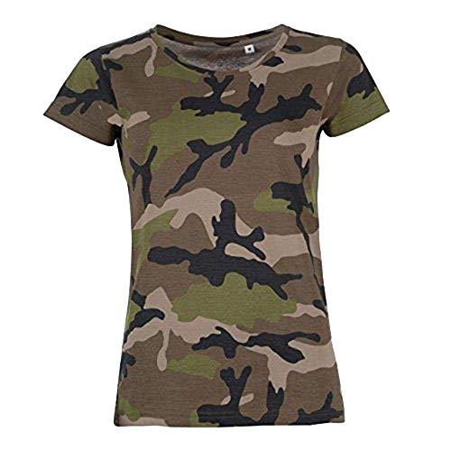 SOLS- Camiseta de Manga Corta Camo para Chica/Mujer (L) (Camuflaje)